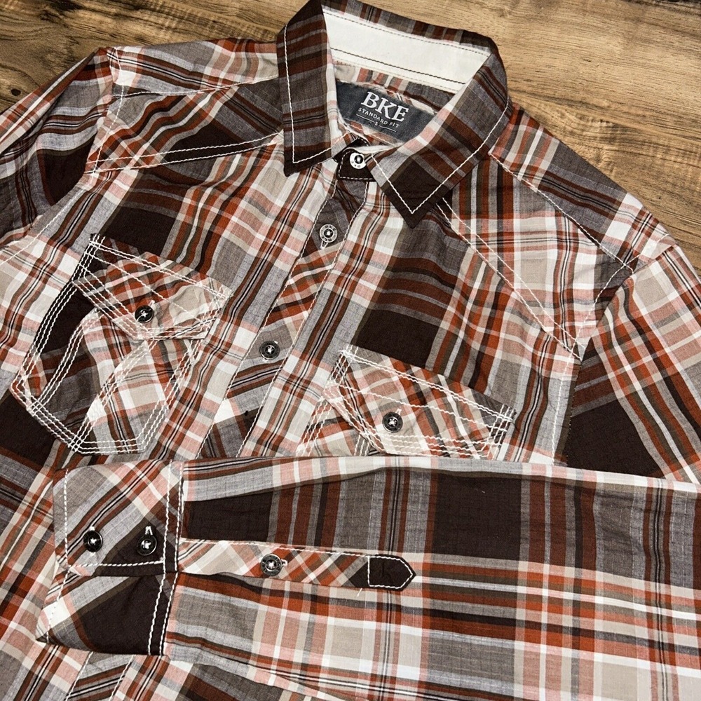BKE Standard Fit Plaid Long Sleeve Shirt‎ Mens Small
